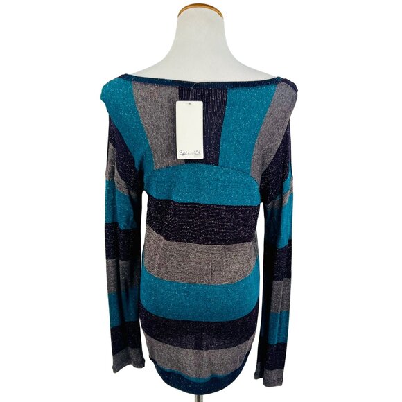 NWT Splendid Shimmery Striped Slouchy Lurex Sweater Knit | Glamoratti Sirencore - Picture 8 of 16